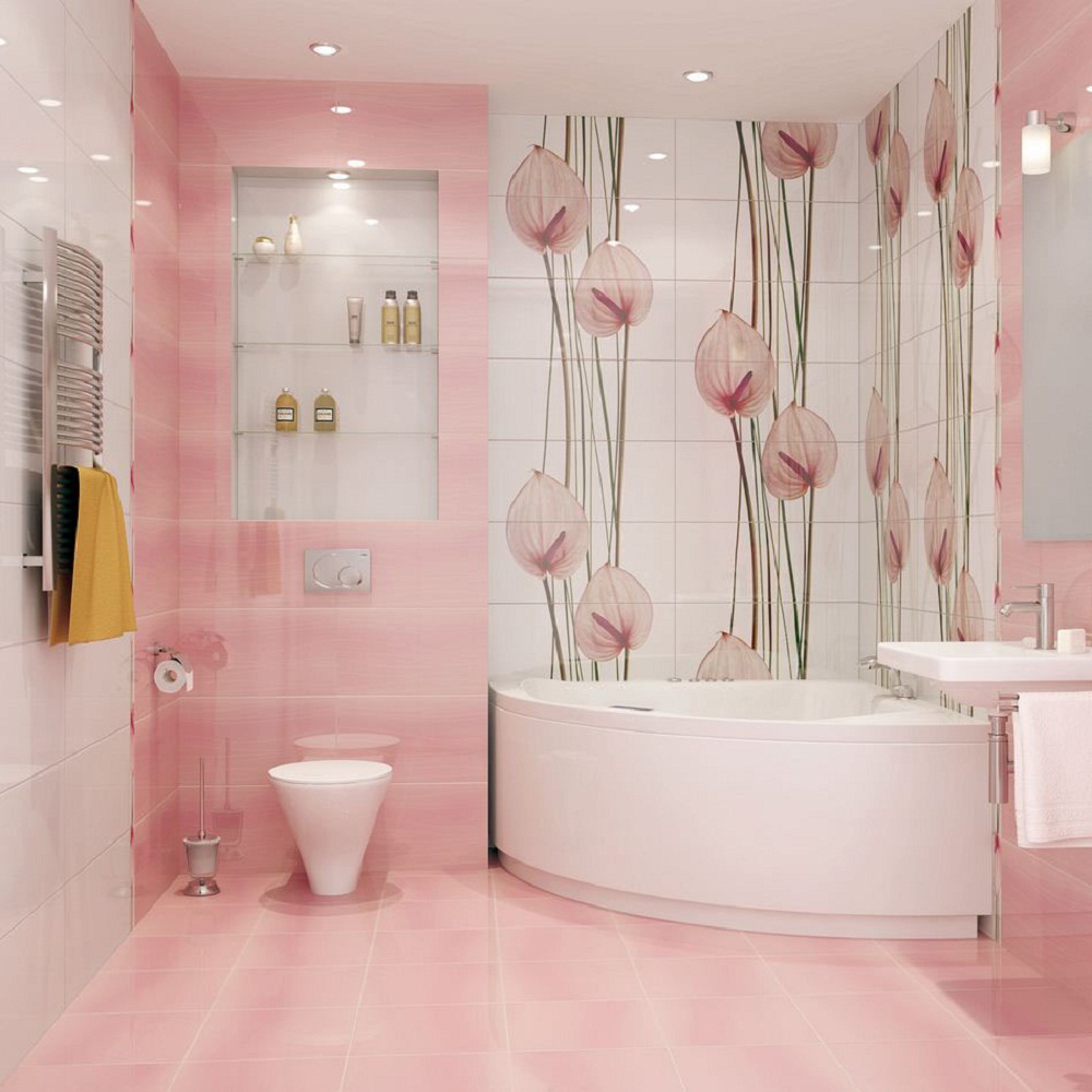 Những mẫu phòng tắm đẹp và đầy nữa tính với sắc hồng tươi